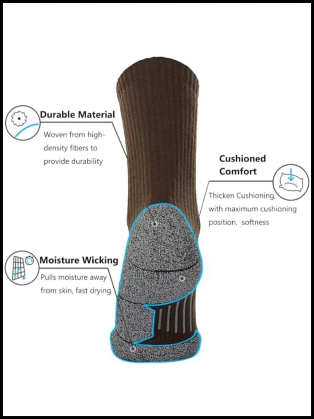 Cushioned Hiking Crew Socks, Moisture Wicking, Arch Support